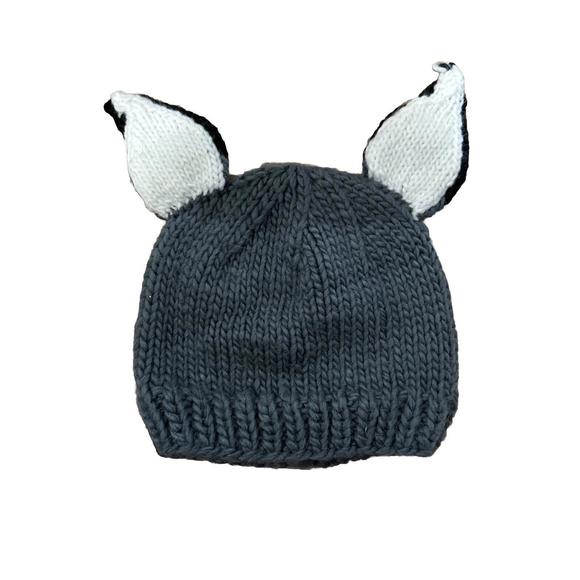 THE BLUEBERRY HILL BAILEY BUNNY KNIT HAT SIZE MEDIUM - Grey/Black/white - Picture 1 of 3